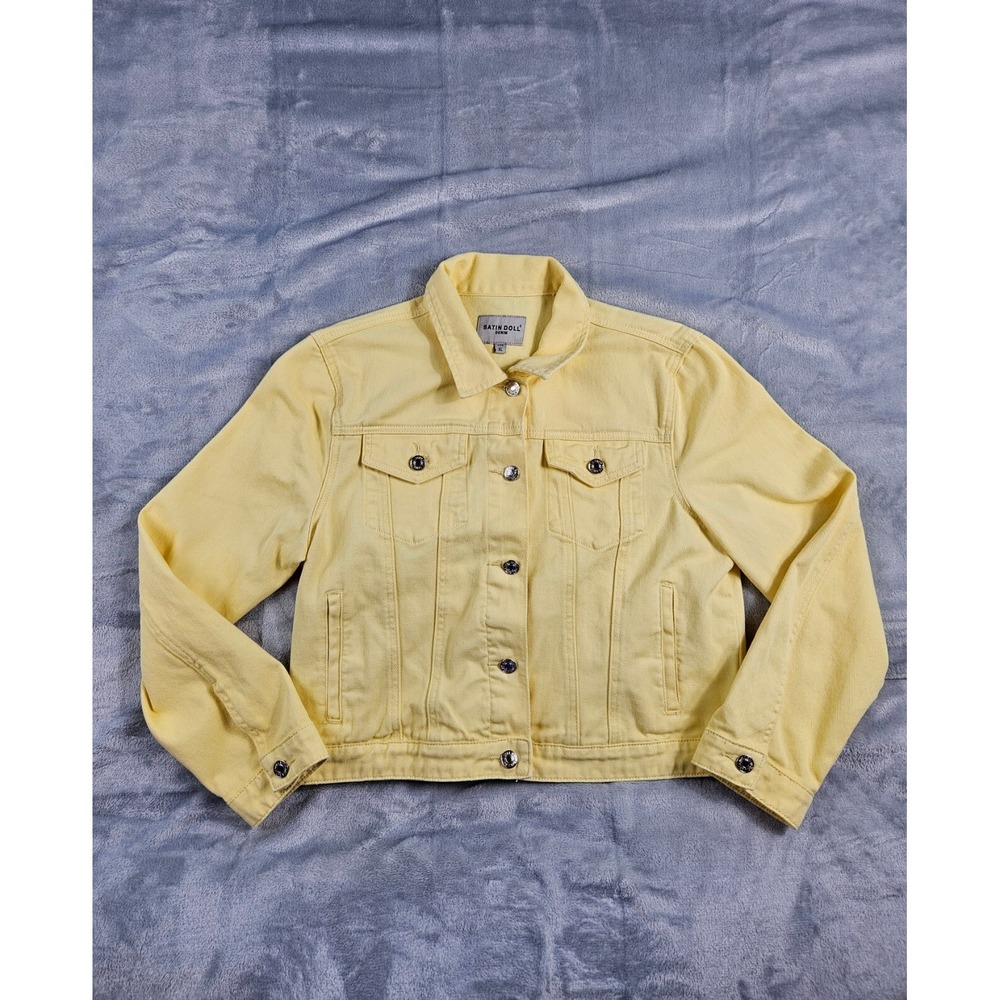 Satin Doll Denim Jean Jacket Women's Teen Size‎ XL Yellow Western Casual Sporty
